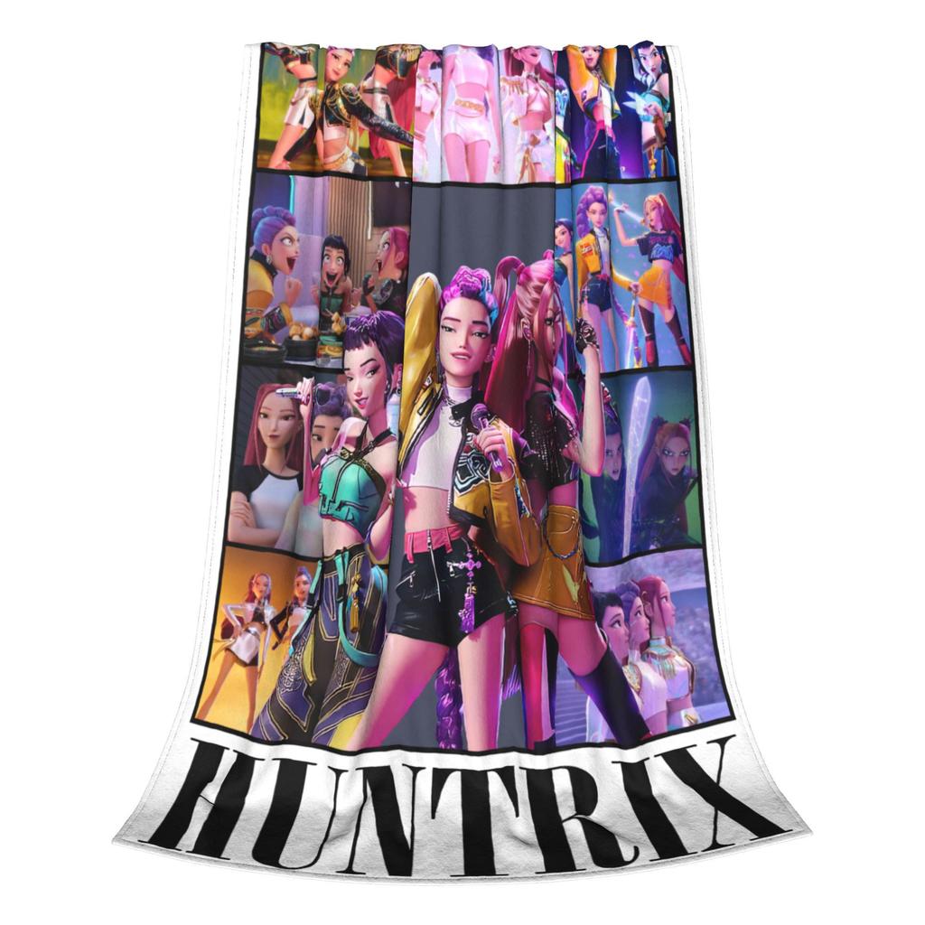 KPop Demon Hunters Huntrix Blankets Flannel Print Breathable Super Soft Throw Blankets for Bed Bedroom Plush Thin Quilt