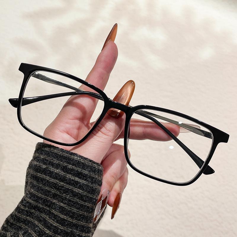 Unisex Photochromic Square Glasses Frame with Anti-Blue Light Plano Lenses