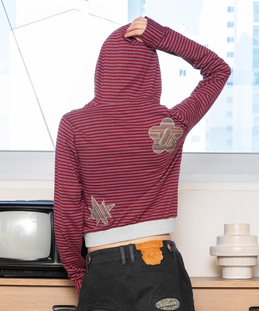 Wxt092 Kohane Striped Hoodie (Red)