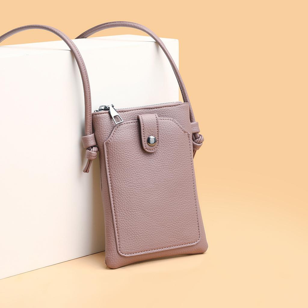 Fashionable Solid Color Simple Style Portable Phone Bag, Fashionable Trend Mini Compact and Versatile Diagonal Cross Bag, Zero Wallet