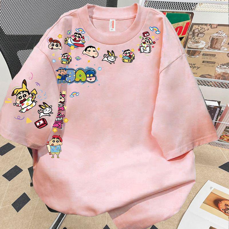 290g Unisex Summer Cartoon Shin-chan Short Sleeve T-shirt - Trendy High-end Couple Top