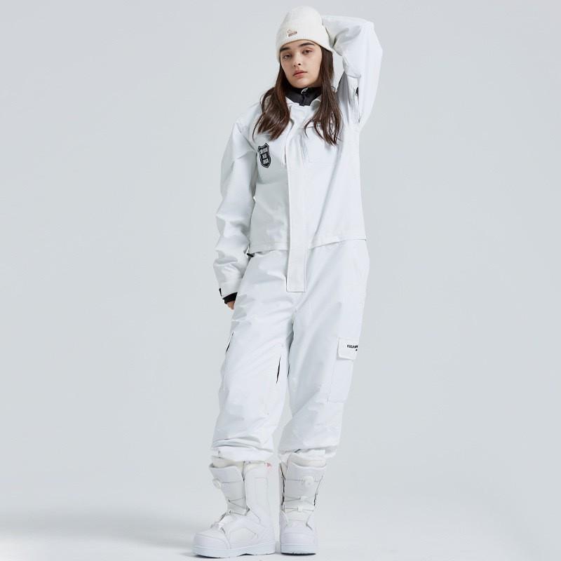 24pcs One-Piece Ski Suit Set Solid Color Unisex Outdoor Snowboard Windproof Waterproof Warm Thick Gear