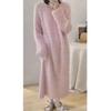 Höst Vinter Lös Populär Rosa Imitation Minkfleece Lös Knälång Lång Klänning Dam Pyjamasklänning Enfärgad