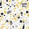 3000 Pieces Birthday Confetti Number 90 Glitter Confetti Birthday Cake Confetti Table Confetti Black Gold and Silver Party Decorations Supplies for