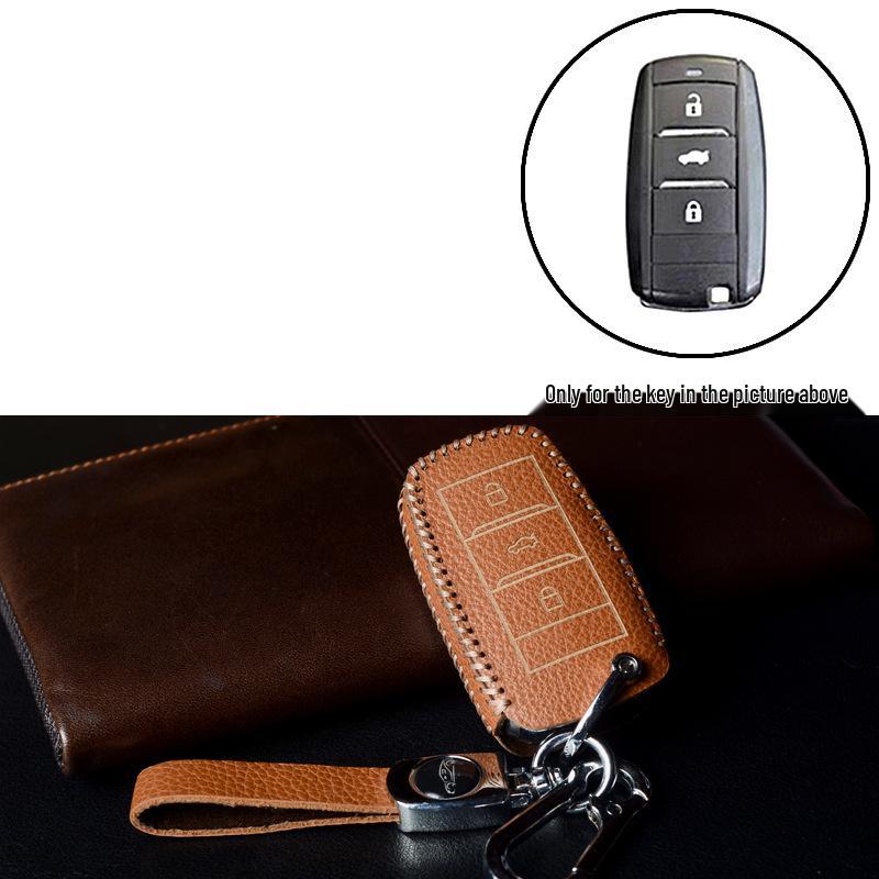 Smart Cowhide Key Case for Landwind X7/X5 with One-Key Start - Universal Snap Button Design for Men and Women