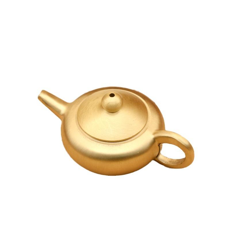 Mini Dragon & Phoenix Teapot: Brass Handle & Mahjong Copper Accent