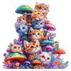 Cute Mushroom Adult Wooden Puzzle Animal Pattern Cat Wooden Jigsaw Cat Puzzle  Friends Gift