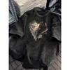 Vintage Gewaschenes Buntes Hundedruck T-Shirt Damen Herren Niedlicher Welpen Kunst Grafik Oversized Tee Tier Kurzarm