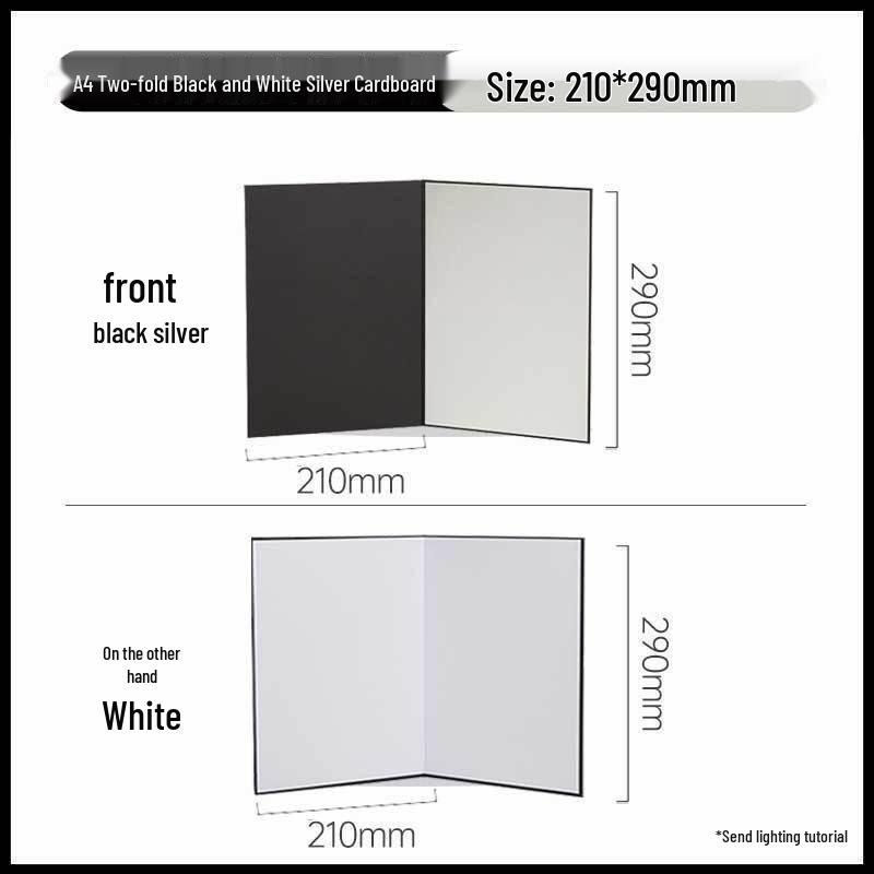 A3 Foldable Photography Reflector Fill Light Board - Black, White, Silver Card