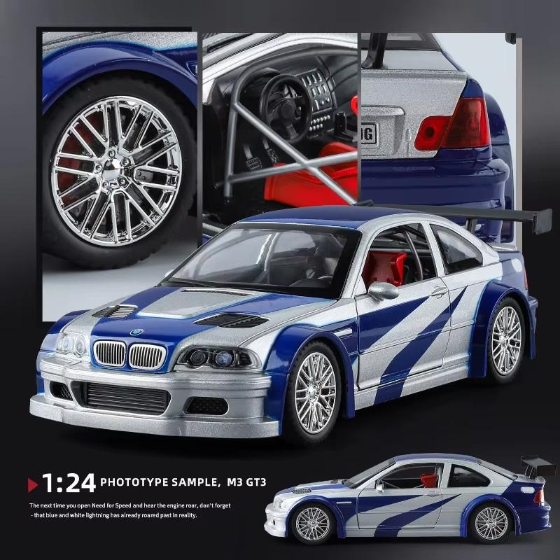 2026 Diecast Alloy 1:24 BMW M3 GTR E46 Racing Car Model Miniature Voiture Collection Ornament Toy Vehicle Boy Birthday Gift BMW Ornament