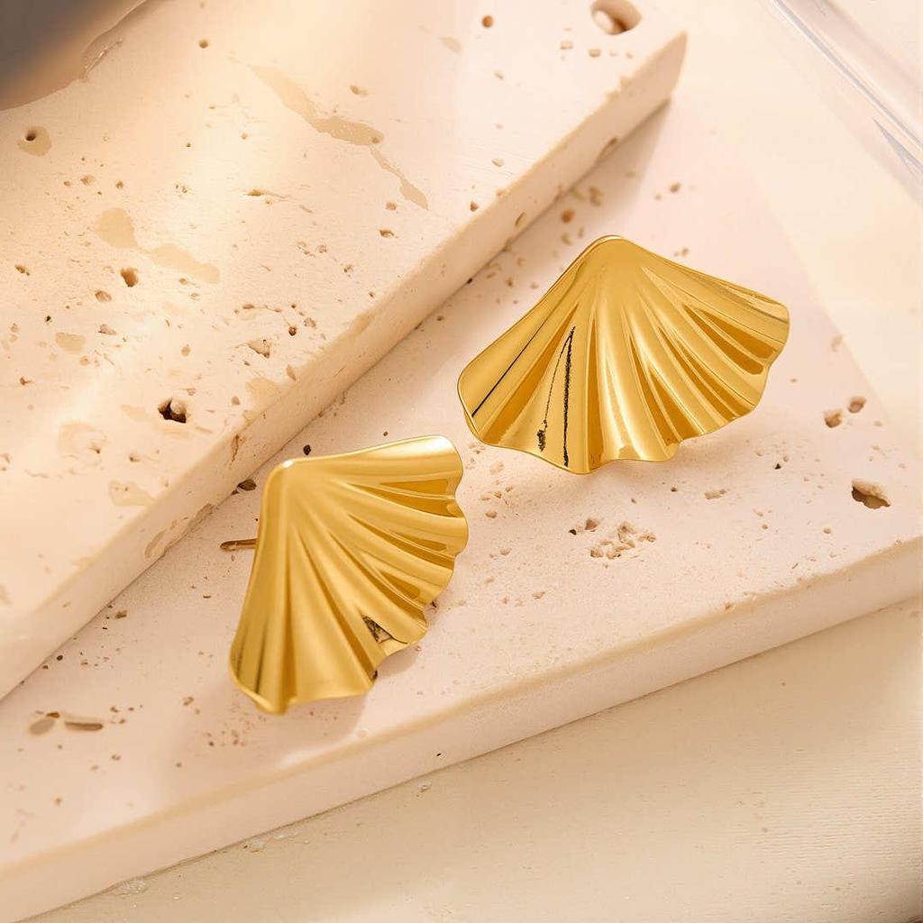 Geometric Irregular 18k Gold Titanium Steel Earrings for Women