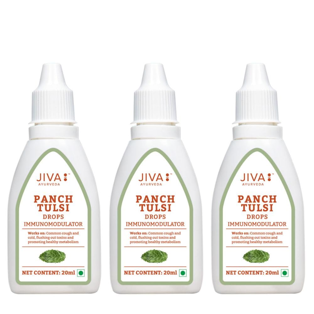 

Jiva Panch Tulsi Drops 20 ml X Pack Of 3 Herbal Wellness Concentrate For Daily Detox Support And Balanced Metabolism Care