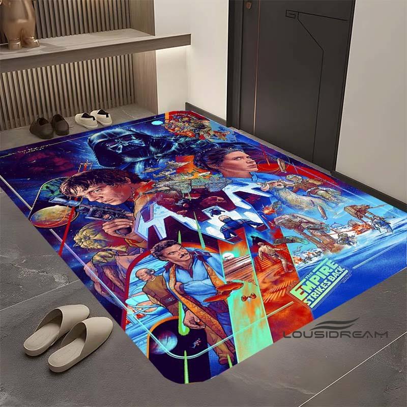 Kober s motivem Star Wars, vhodný do obývacího pokoje, retro vzor galaxie, vesmírné hvězdolety, velká protiskluzová rohožka, koupelnová předložka, domov