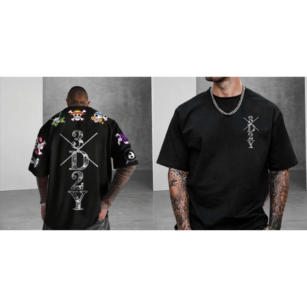 Summer Anime Skull Printed Men's T-shirt Short Sleeve Pattern T-shirt