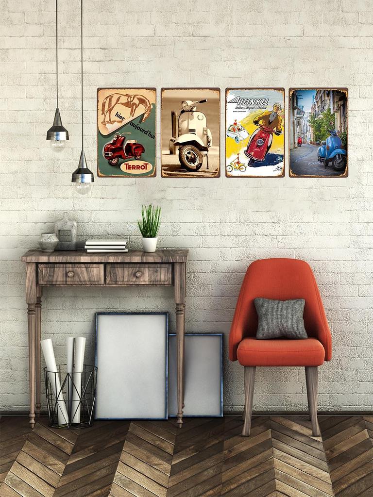 Lambretta Motor Vintage Metal Sign Plaque Decoration Motorcycle Garage Bar Wall Art Poster Plate Home Decor 20x30cm