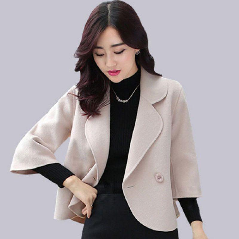 

2024 Autumn/Winter Korean Style Women s Slim Woolen Jacket XL абрикосовий