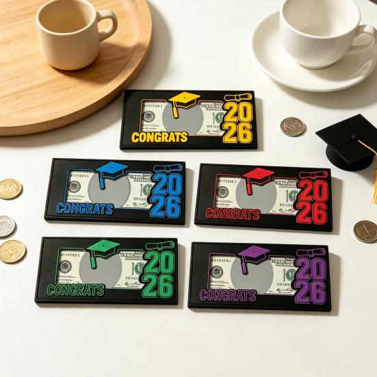 2026 Graduation Money Holder Wooden Cash Gift Holder Class of 2026 Money Card Envelope Box for High School College University Senior Graduates