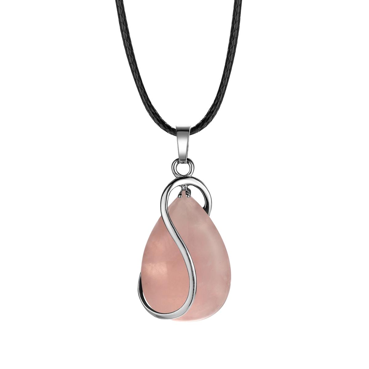 Water Drop S Pendant Amethyst Green Pendant Natural Teardrop Quartz Crystal Stone Pendant Water Drop Healing Chakra 18inches розовый кварц