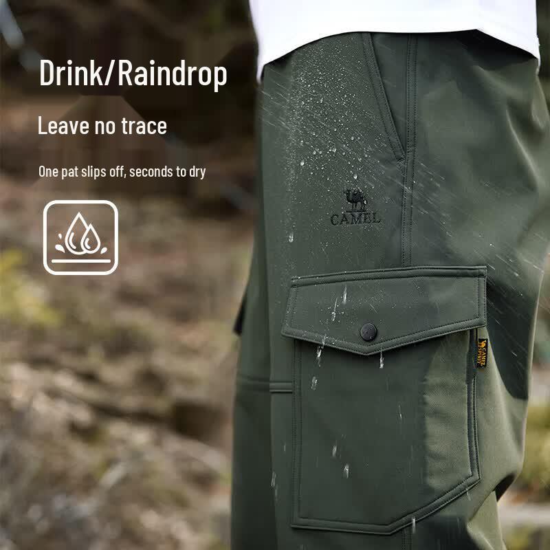 CAMEL Men's Fleece-Lined Water-Repellent Softshell Work Pants