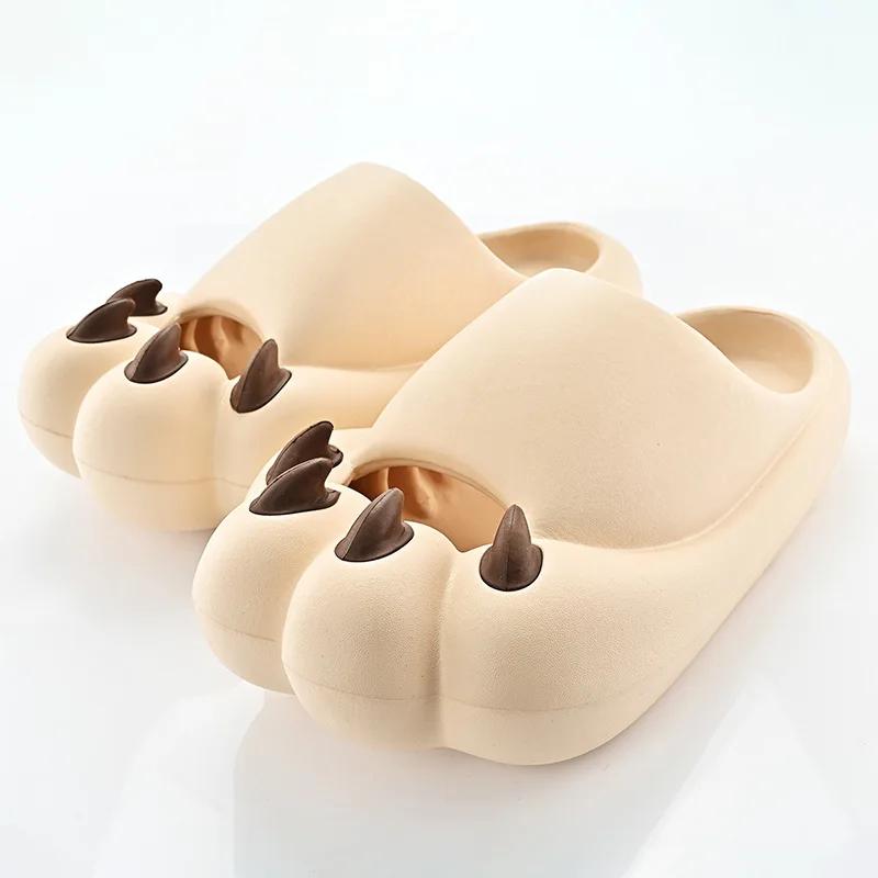 

Women s Summer Slippers 2025 Beach Cute Cat s Paw Slippers Ladies Casual Comfort Flats Flip Flops Couple Home Slides Sandal 45 хакі
