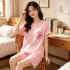 Sweet Cartoon Rabbit Pocket Pajamas Women's Summer Round Neck Short-sleeved Shorts Cute Casual Women's Loungewear Set