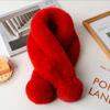 Thick Winter Women Neck Warmer Collar Neckerchief Plush Cross Scarf Faux Rabbit Fur Thickened Plush Ball Thermal Scarf