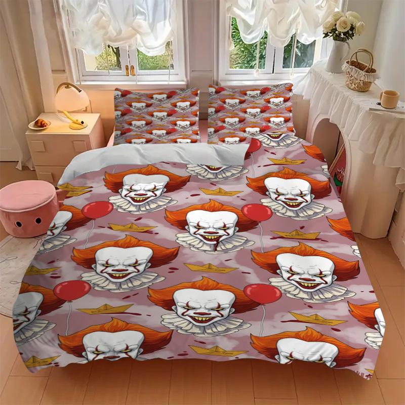 Clown Bedding 3 Piece Set HD Print Duvet Cover Pillowcases for Teens Adult Bedroom Decoration Christmas Gift