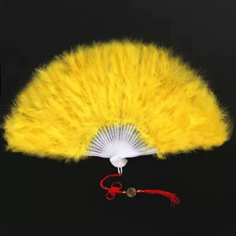 New Style Feather Fan Folding Fan for Qipao Performance Dance, Ancient Style Hanfu Women's Fan Dance