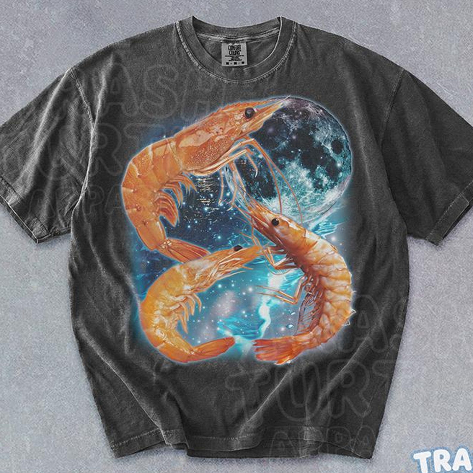 Three Shrimp Shirt, Funny Moon Tshirt, Shrimp Sea Lover T-shirt, Hilarious T-shirt, Unisex Graphic 90s Tee S