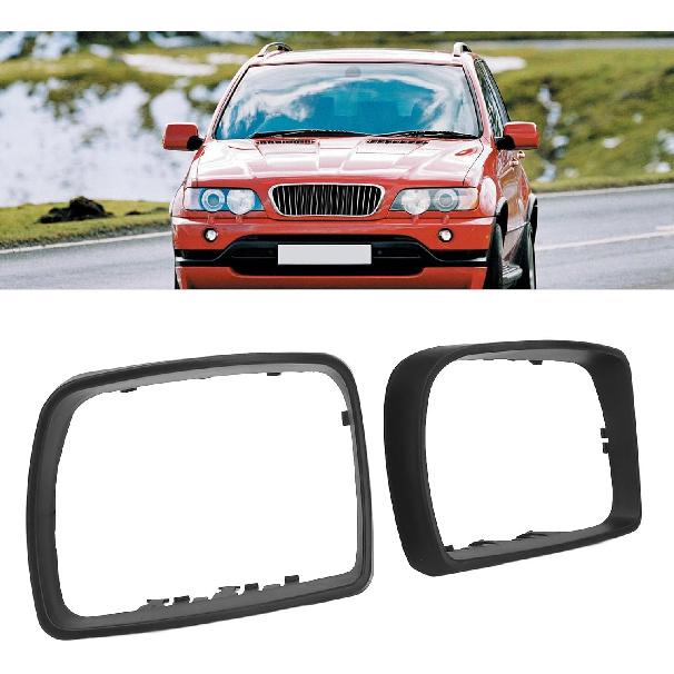 2PCS Car Rearview Mirror Frame Left Right Fit for X5 E53 2000 to 2007, OE: Left: 51168254903 Right: 51168254904, car cover