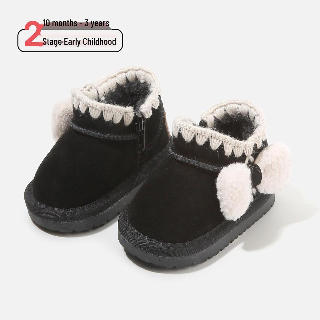 Warm Children's Cotton Boots: Plush Infant Walking Shoes for Boys & Girls - Cartoon Winter Snow Boots