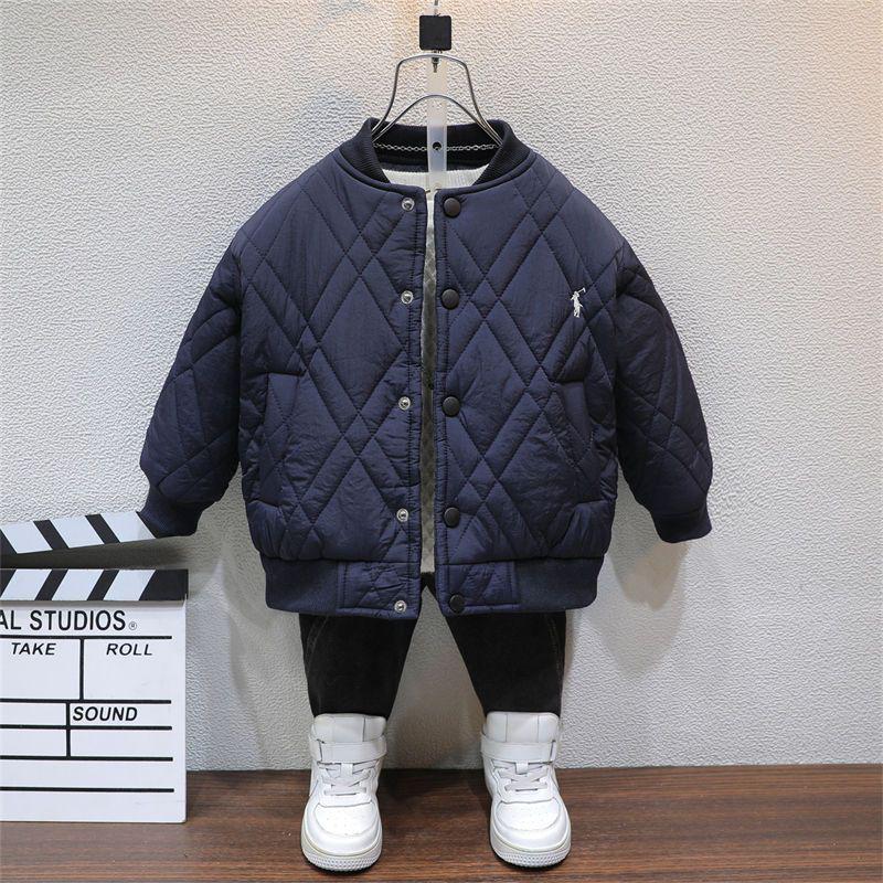 2025 Детская корейская флисовая вышитая теплая хлопковая куртка - Унисекс утолщенная бейсбольная форма Default Option