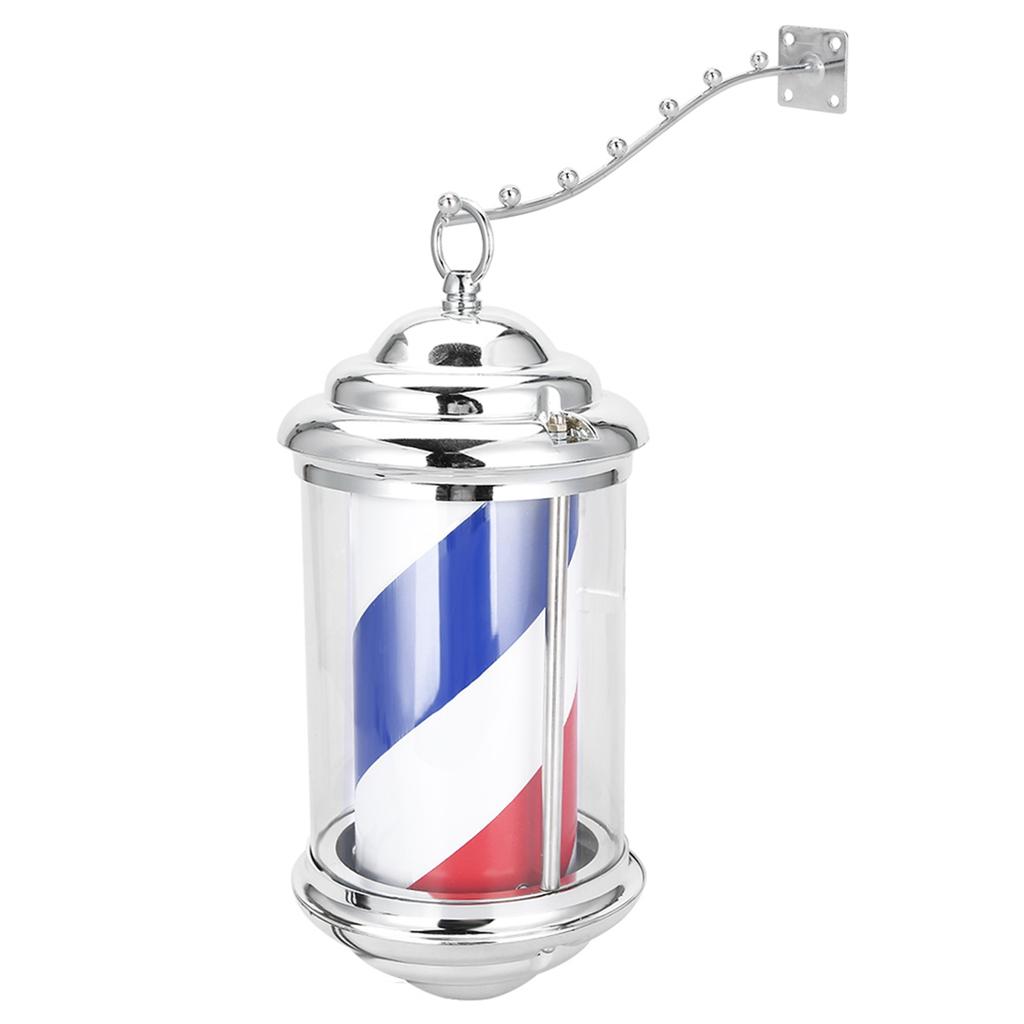 Rainproof LED Barber Shop Pole Sign Hair Salon Wall-Mounted Bright Rotating Light 28cm