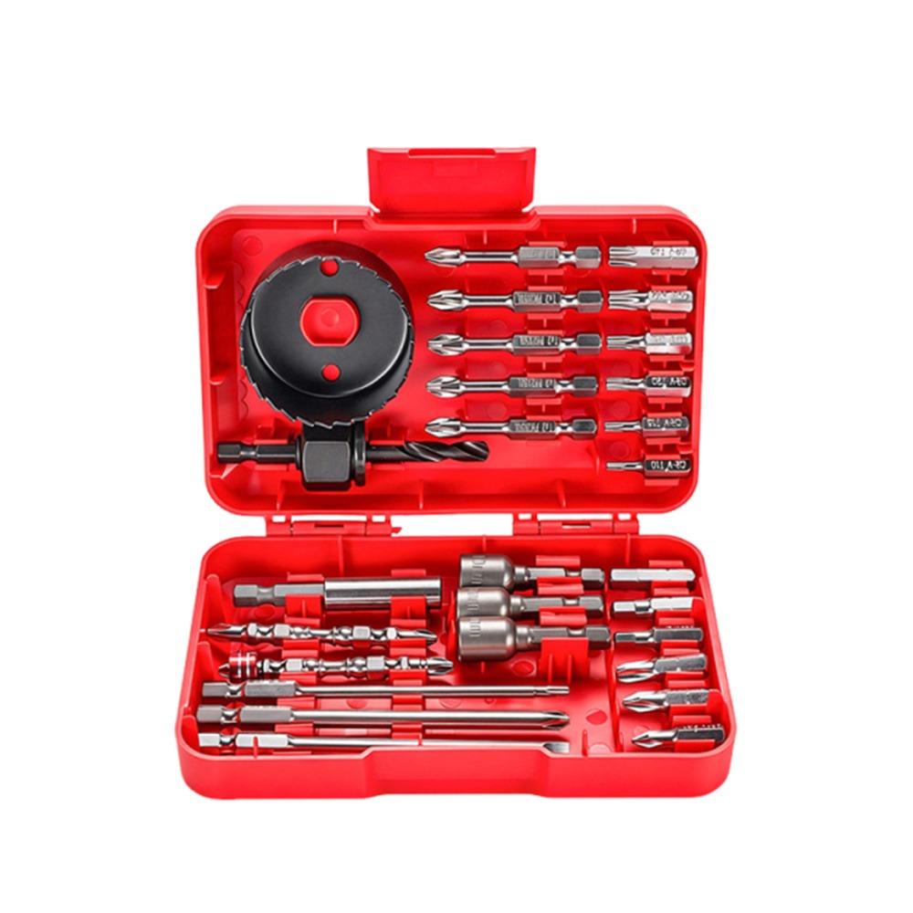 27/35/39Pcs Bits Drill Bits Set Hexagon Bits Hole Bit Screwdriver Bits Set Storage Case Heavy Duty Twist Sleeve