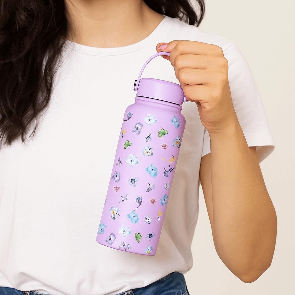 INS Insulated Water Bottle Portable Floral Thermal Cup Drinkware Thermal Water Bottle Office