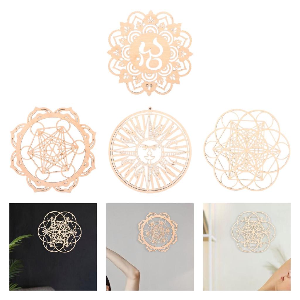 Sacred Geometry Wall Art Wall Sculpture Home Decor Craft Art Boho Wood Wall Ornament Hanging Decoration for Kitchen Farmhouse