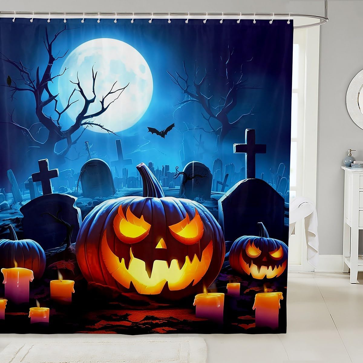 

Cartoon Cat Shower Curtain,Japanese Ukiyo Painting Waves Sunrise Bathroom Curtain Kids Teens Women Room Decor,Ocean Waterproof 90x180cm