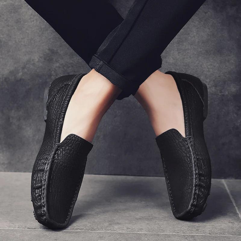 Мода Ручная работа Модная мужская обувь пошив Повседневная натуральная кожа Плоские — фото 7