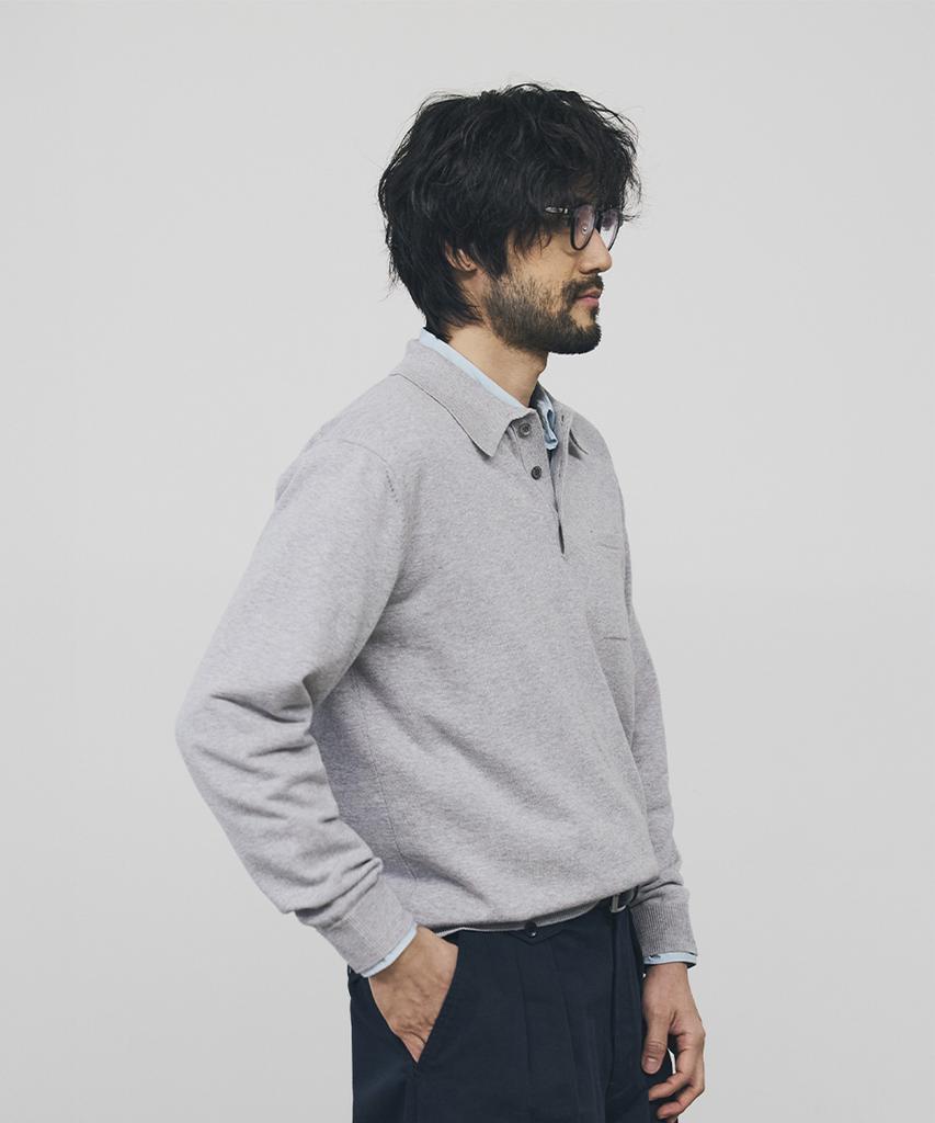 Geonjiulleunseu Cashmere Blend Pocket Collar Knit - Melange Grey