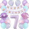 Lausatek Balloon Birthday Set 7 Years Old Happy Birthday Garland Balloon Decorations Shell Number 7 Party Supplies Kids Boys Girls Purple