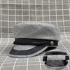 Adjustable Large Head Circumference Hat Men'S Woolen Hat Retro British Beret Women'S Flat Top Hat Large Size