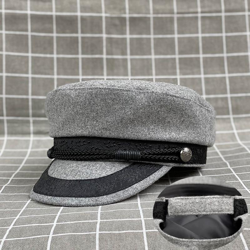 Adjustable Large Head Circumference Hat Men S Woolen Hat Retro British Beret Women S Flat Top Hat Large Size l59cm adjustable, suitable for wear around 58-63cm