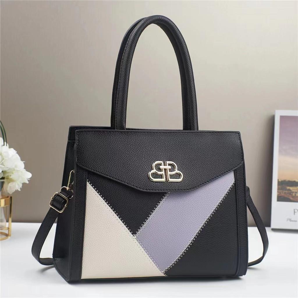 Шикарная многослойная сумка-тоут в стиле колор-блок, стильная сумка кроссбоди для женщин, черная и бежевая чёрный