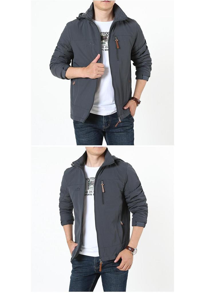 Men's Waterproof Breathable Outdoor Jacket with Detachable Hood - Spring/Autumn Plus Size Windbreaker & Sport Casual Outerwear.