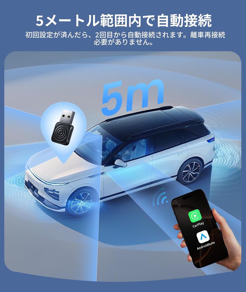 JESIMAIK MINIUltra Wireless CarPlay & Android Auto Adapter, Wireless Connection, Industry Smallest Size 5-7s