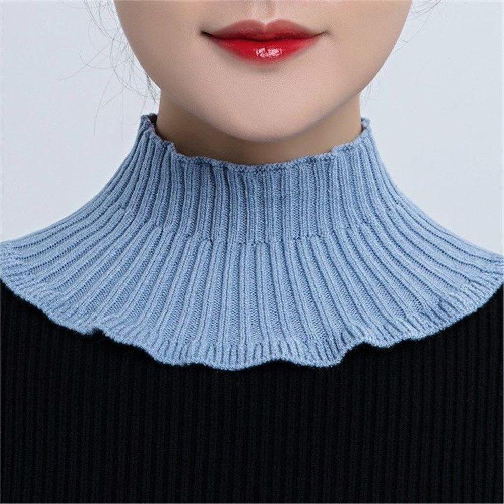 Women Windproof Detachable Warm Neck Guard Knitted Fake Collar Turtleneck Scarf