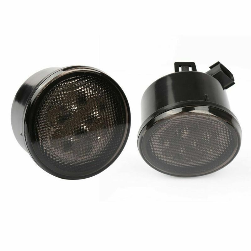 DC 12V Car Grille Turn Signal Smoke for Jeep Wrangler JK JKU 2007-2018 Front LED Turn Signal Lights Blinkers Parking