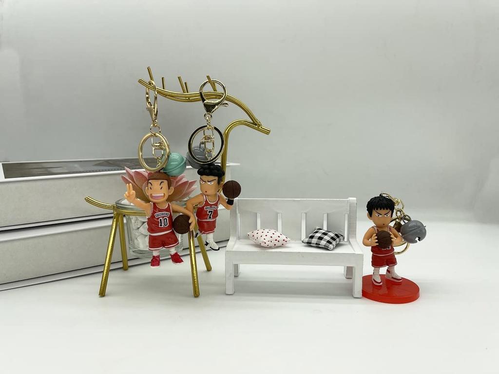 Slam Dunk Keychain Set of Slam Rukawa Mitsui Miyagi Akagi Sakuragi Keychain Bag Mobile Car Costume Moe Gift [Denyeet] 5, Dunk, Kaede, Hisashi, Ryota,