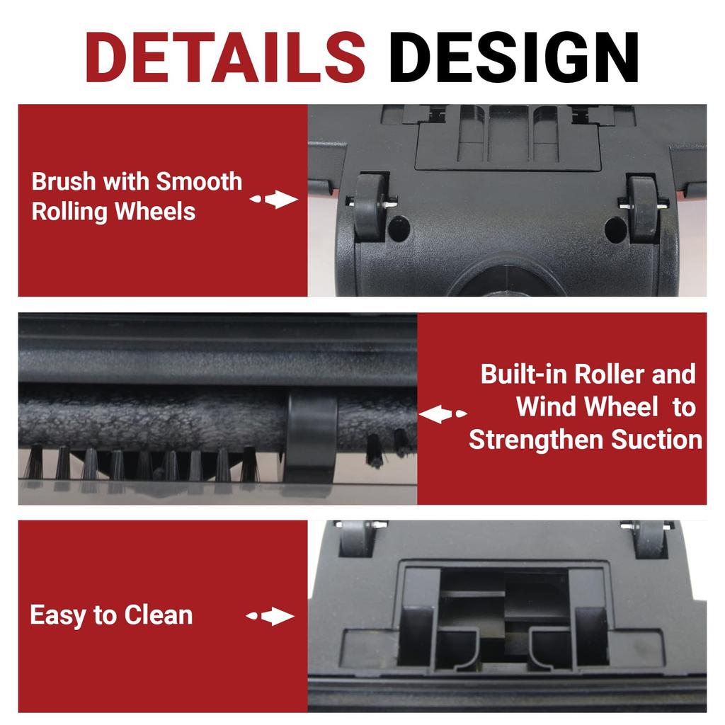 EZ SPARES New Dust Brush Replacement for Miele and C3 Vacuum Cleaner Brush 1 Turbo Floor Big Wheel Cleaner Brush C1, C2, Heads, 35mm, 3/8-inch Brush,