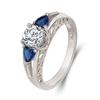 2026 Heart-shaped Blue Diamond Ring Women's European and American Inlaid Zircon Ring Simple Fashion Jewelry